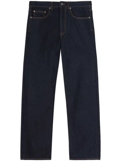 Palm Angels Logo-embroidered Denim Jeans In Black