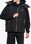 Palm Angels Black Hooded Track Down Jacket In Black