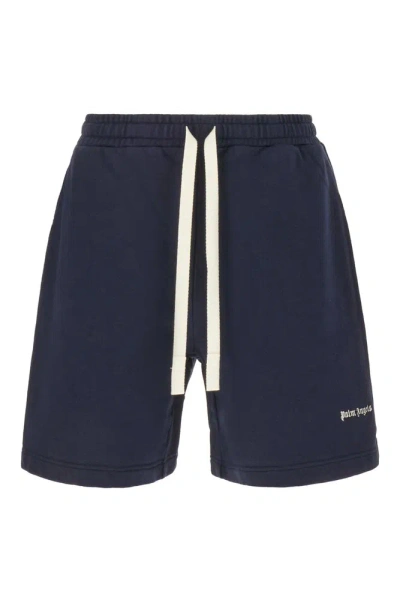 Palm Angels Logo Embroidered Drawstring Shorts In Navy