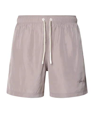 Palm Angels Logo Embroidered Drawstring Shorts In Nude