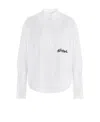 Palm Angels Logo Embroidered Fringed Shirt In White