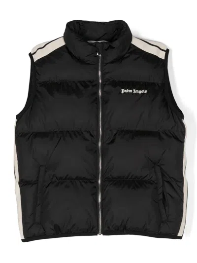 Palm Angels Kids' Logo-embroidered Gilet In Black
