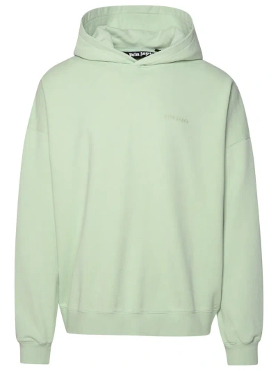Palm Angels Logo Embroidered Hoodie In Green