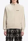Palm Angels Logo-embroidered Knit Track Jacket In Beige