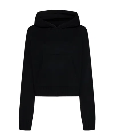 PALM ANGELS PALM ANGELS LOGO EMBROIDERED KNITTED HOODIE