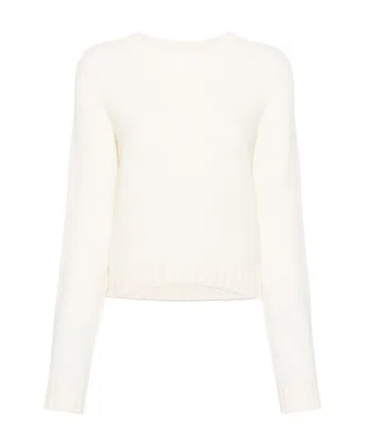 Palm Angels Logo-embroidered Knitted Jumper In White