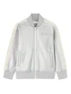 Palm Angels Logo-embroidered Metallic Track Jacket In Silver