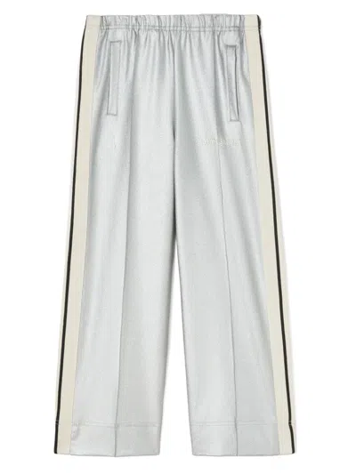 Palm Angels Kids' Logo-embroidered Metallic Track Pants In Silber