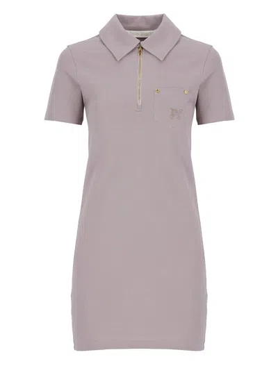 Palm Angels Logo Embroidered Mini Polo Dress In Purple