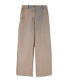 Palm Angels Overdyed Logo-embroidered Wide-leg Jeans In Brown