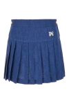 PALM ANGELS LOGO-EMBROIDERED PLEATED MINI SKIRT