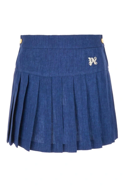 PALM ANGELS LOGO-EMBROIDERED PLEATED MINI SKIRT