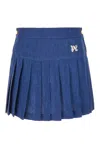PALM ANGELS PALM ANGELS LOGO-EMBROIDERED PLEATED MINI SKIRT