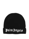 Palm Angels Logo-embroidered Knitted Beanie In Black