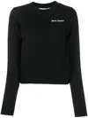 Palm Angels Cropped Pullover With Embroidered Logo In Black