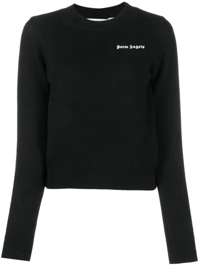 PALM ANGELS LOGO-EMBROIDERED RIBBED-KNIT JUMPER