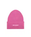 Palm Angels Logo-embroidered Ribbed-knit Wool-blend Beanie In Pink