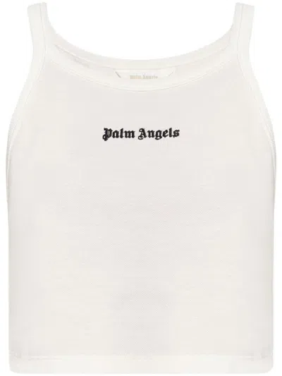 PALM ANGELS LOGO-EMBROIDERED RIBBED TANK TOP