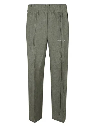 Palm Angels Logo Embroidered Side Stripe Detailed Track Pants In Green