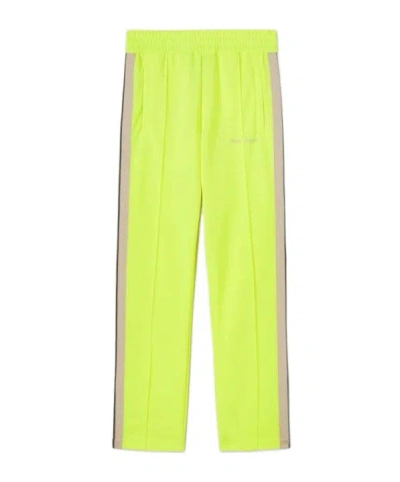 Palm Angels Logo Embroidered Side Stripe Detailed Track Pants In Yellow Fluo
