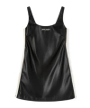 Palm Angels Leather-effect Logo Mini Dress In Black