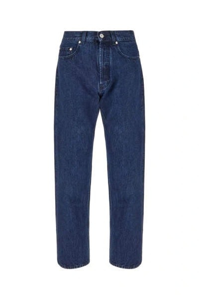 Palm Angels Logo Embroidered Straight Leg Jeans In Blue