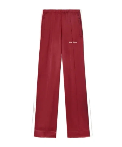 Palm Angels Logo Embroidered Straight Leg Pants In Red