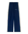 Palm Angels Side-stripe Chambray Trousers In Blue