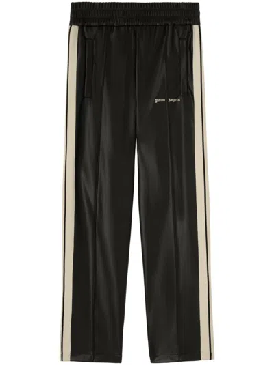 Palm Angels Logo Striped Jersey Track Pants In Black And White