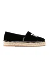Palm Angels Logo-embroidered Velvet Espadrilles In Black