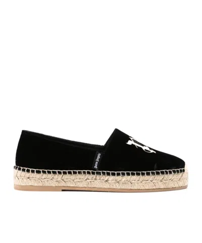 PALM ANGELS LOGO EMBROIDERED STRAW SHOES