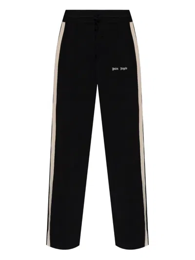 Palm Angels Logo-embroidered Stripe-logo Track Pants In Black