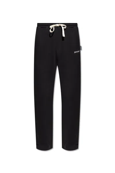 Palm Angels Logo Embroidered Sweat Pants In Black Of White