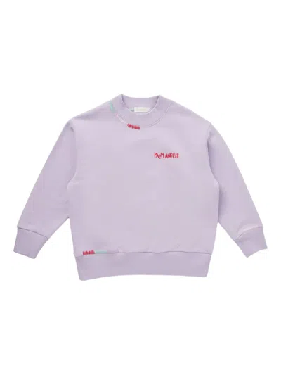 Palm Angels Kids' Logo-embroidered Sweatshirt In Purple