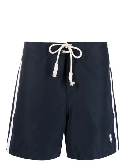 Palm Angels Logo-embroidered Swimming Shorts In Blue