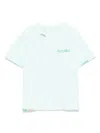 Palm Angels Logo-embroidered T-shirt In Blue