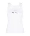Palm Angels Logo-embroidered Ribbed Tank Top In White