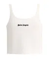 Palm Angels Ribbed Sleeveless Cropped Tank Top In White