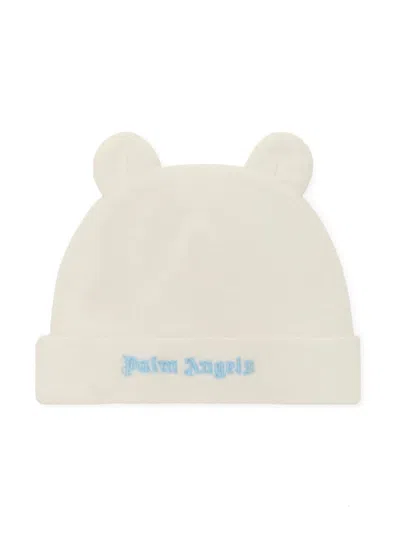 Palm Angels Babies' Logo-embroidered Teddy Beanie In Neutrals