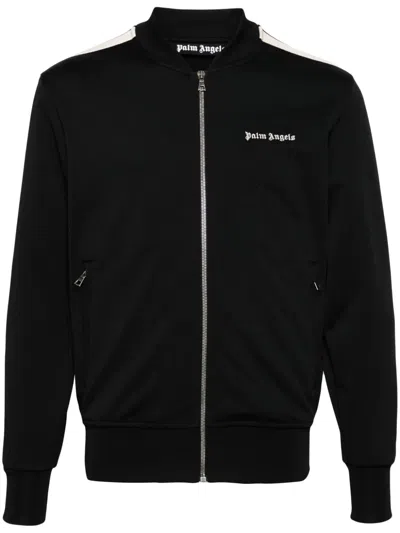 Palm Angels Classic Logo Black Sweatshirt With Logo Printed On The Front In Tech Fabric Man