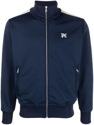 Palm Angels Logo-embroidered Track Jacket In Navy Blue