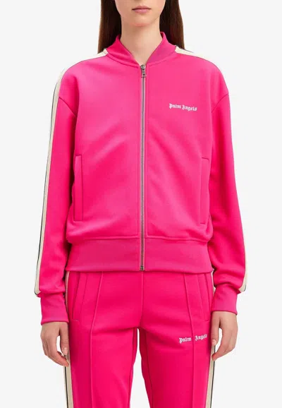 Palm Angels Logo Embroidered Track Jacket In Pink