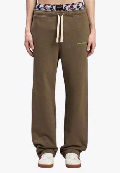 Palm Angels Logo-embroidered Track Pants In Brown