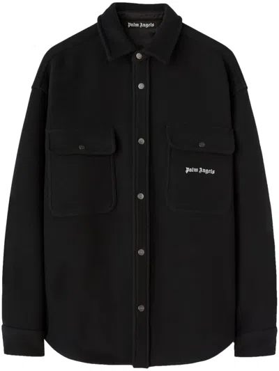 PALM ANGELS LOGO-EMBROIDERED TWILL SHIRT JACKET