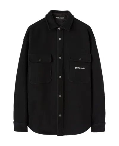 PALM ANGELS PALM ANGELS LOGO-EMBROIDERED TWILL OVERSHIRT
