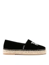 Palm Angels Logo-embroidered Velvet Espadrilles In Black