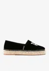 Palm Angels Logo-embroidered Velvet Espadrilles In Black