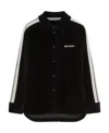 Palm Angels Logo-embroidered Velvet Track Shirt In Black