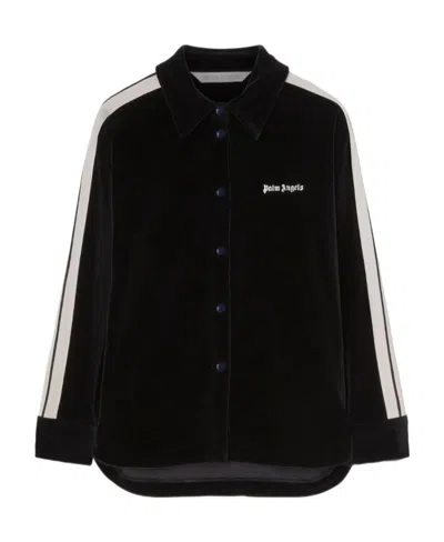 Palm Angels Logo-embroidered Velvet Track Shirt In 1003