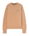 Palm Angels Logo-embroidered Wool-blend Jumper In Nude